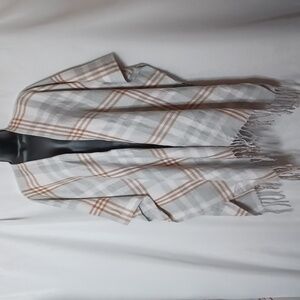 Three Dots Women's Plaid Shawl/Wrap With Fringes. OS